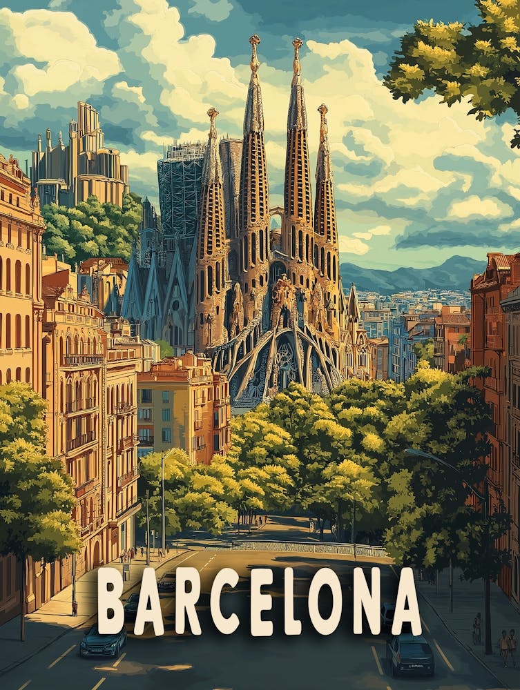 Barcelona, Spain Travel Poster