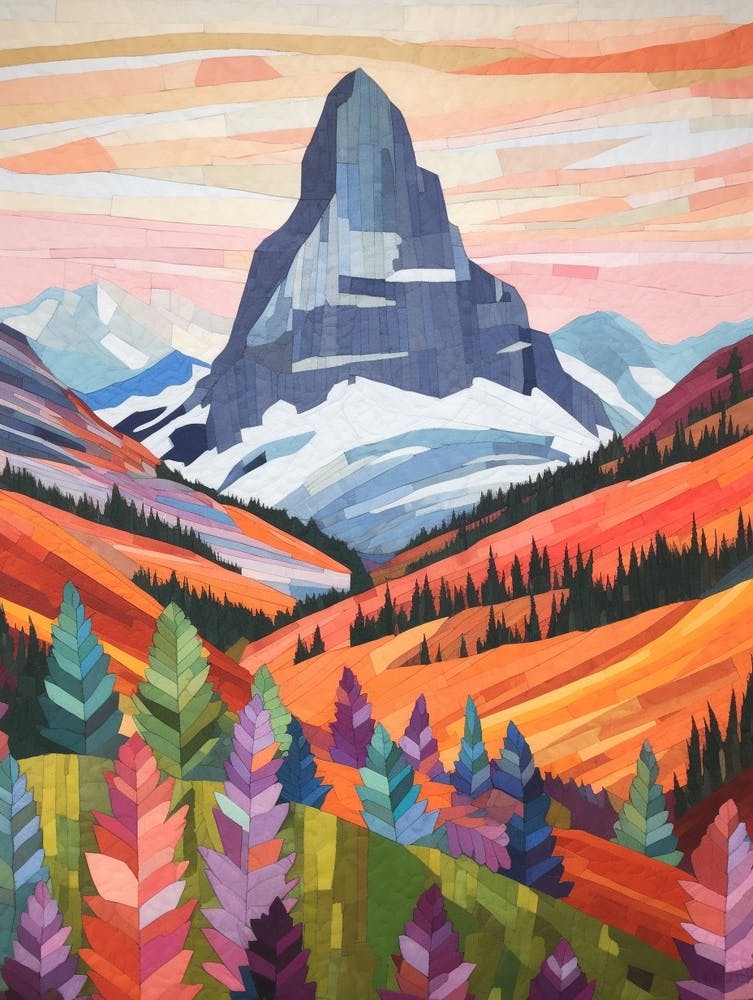 Mount Assiniboine Canada 2 Colourful Mountain Illustration