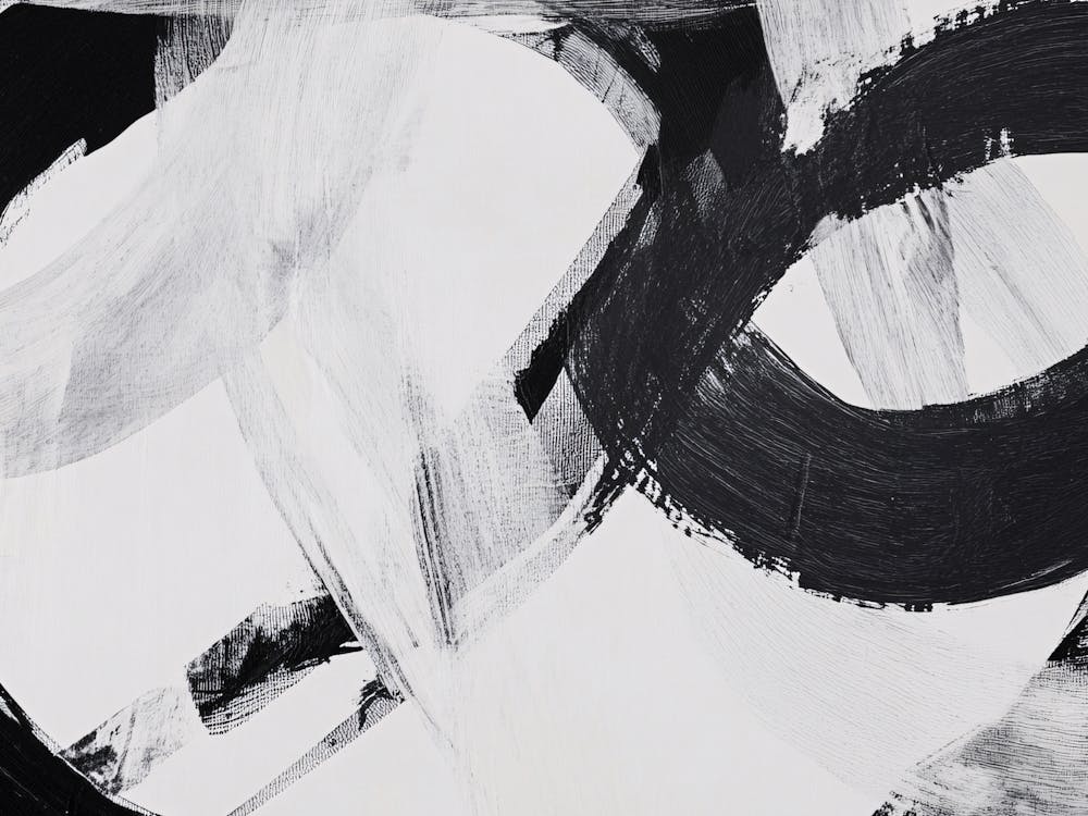 Abstract Black And White Painting 4