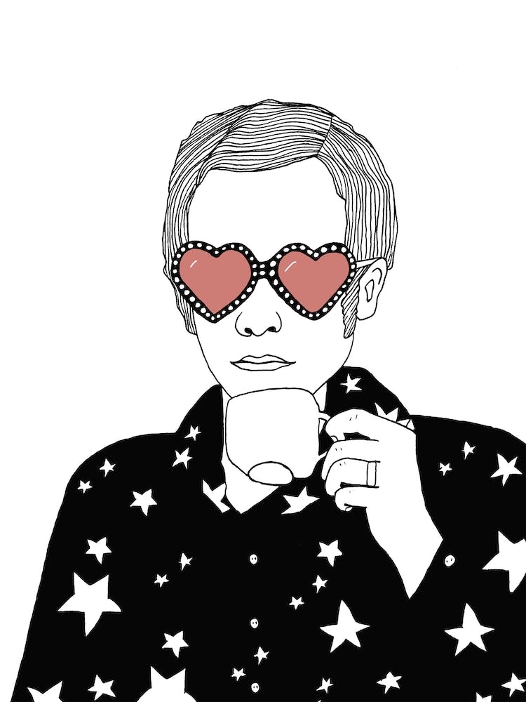 Elton John Drinking Tea