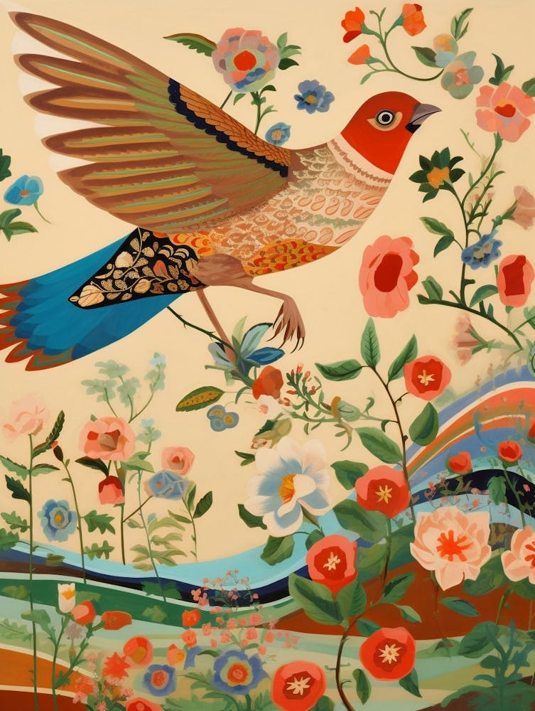 Maximalist Bird Painting Sparrow 2