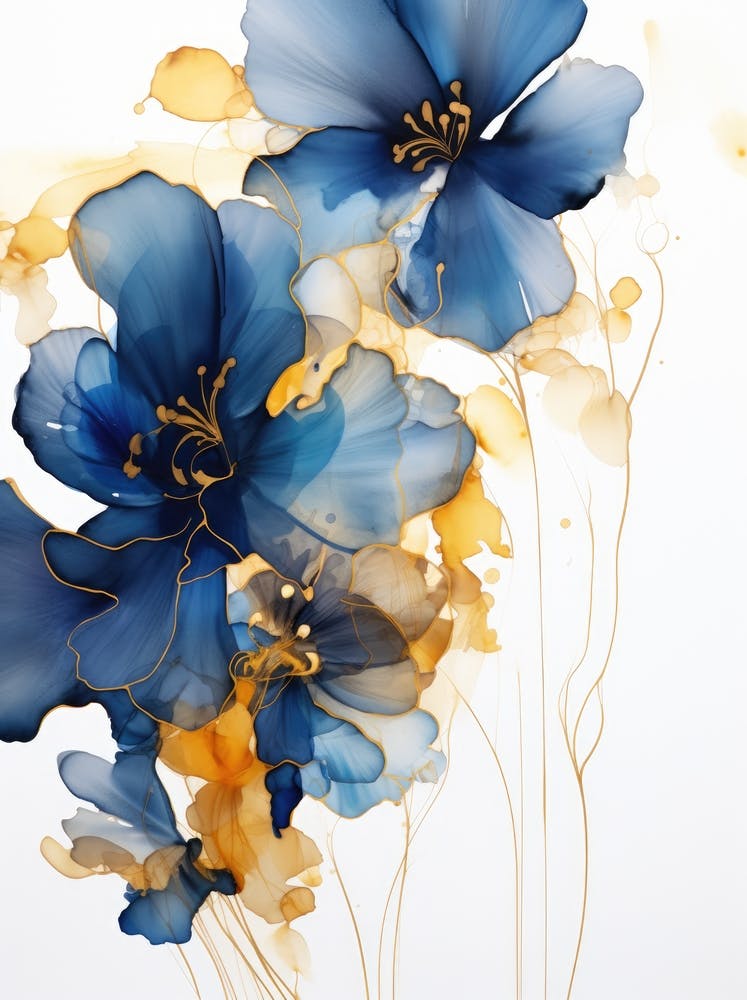 Peinture aquarelle de fleurs bleues
