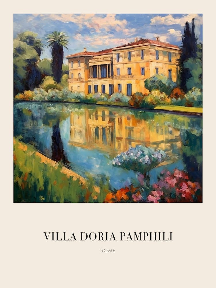 Villa Doria Pamphili Rome Italy 4 Vintage Cezanne Inspired Poster