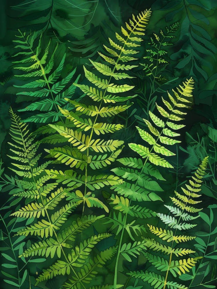 Ferns In The Forest