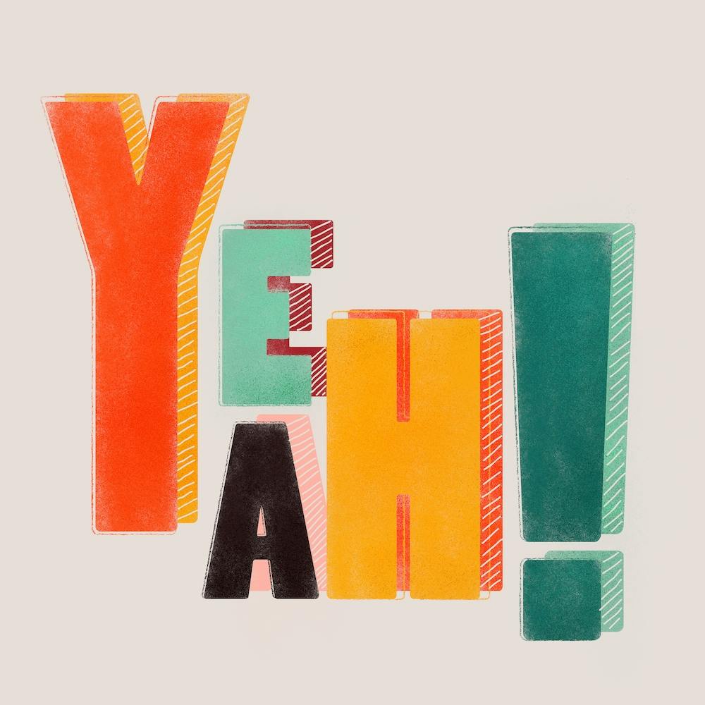 Yeah Colorful Letters Square