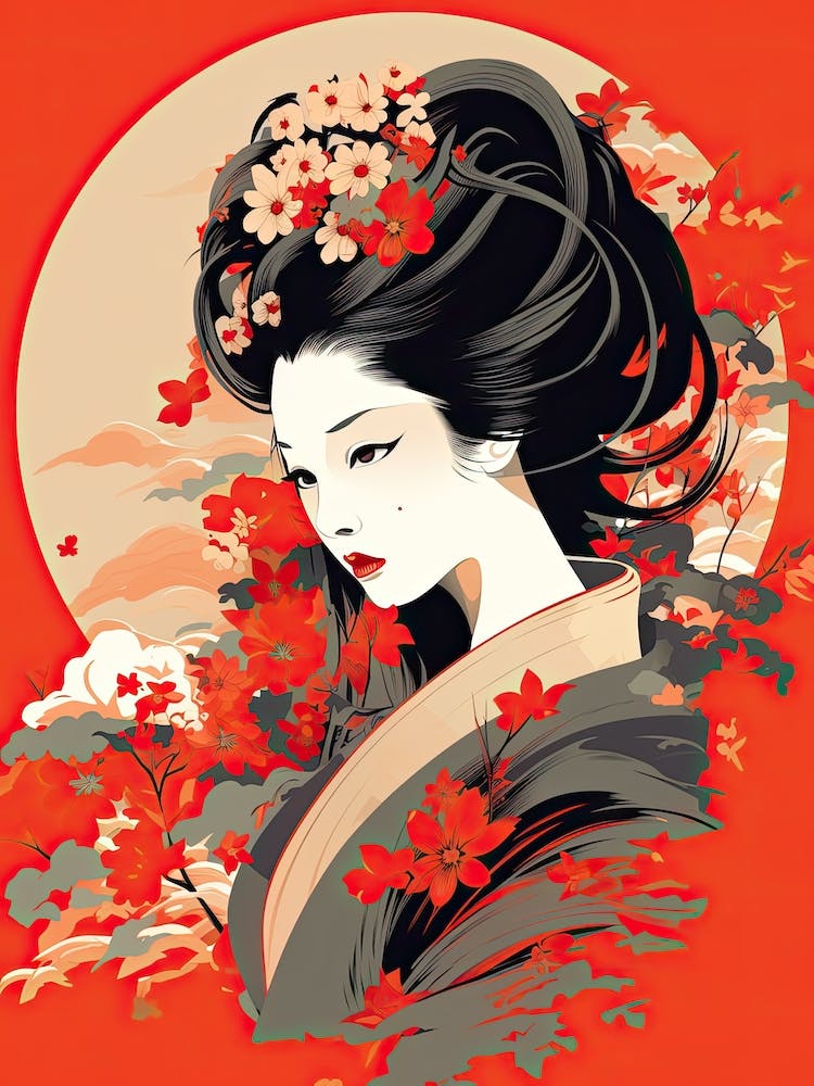 Geisha Flat Illustration  6