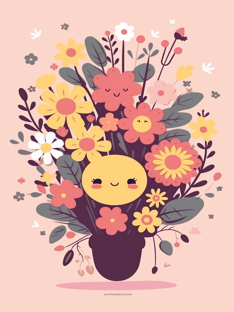 Flower Bouquet Kawaii Illustration 2
