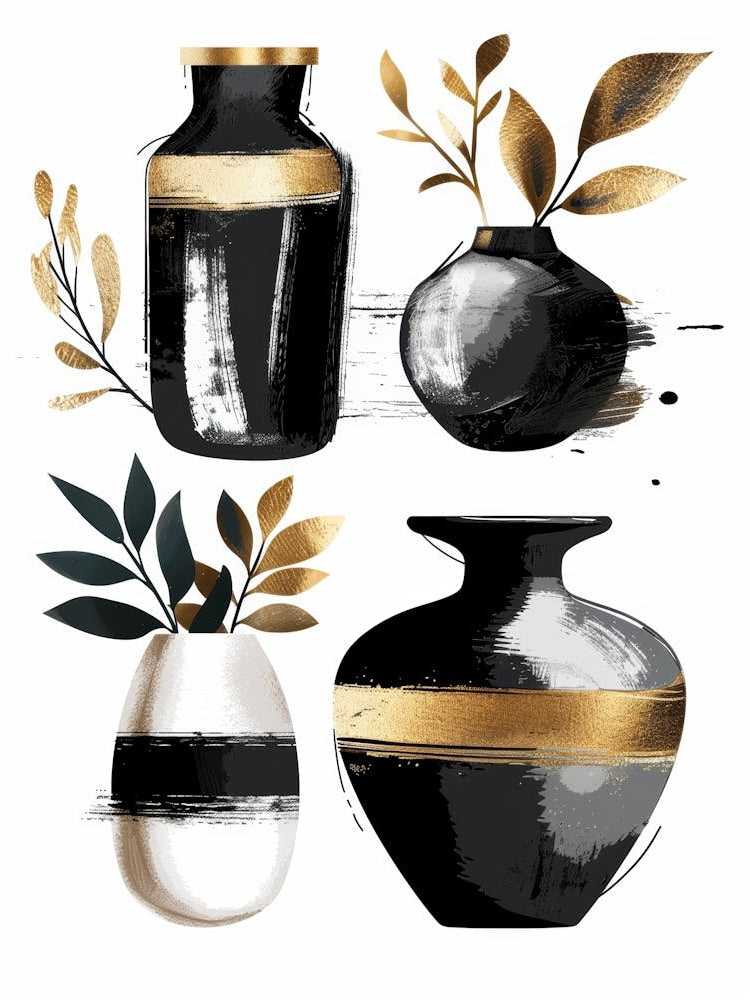Black And Gold Vases