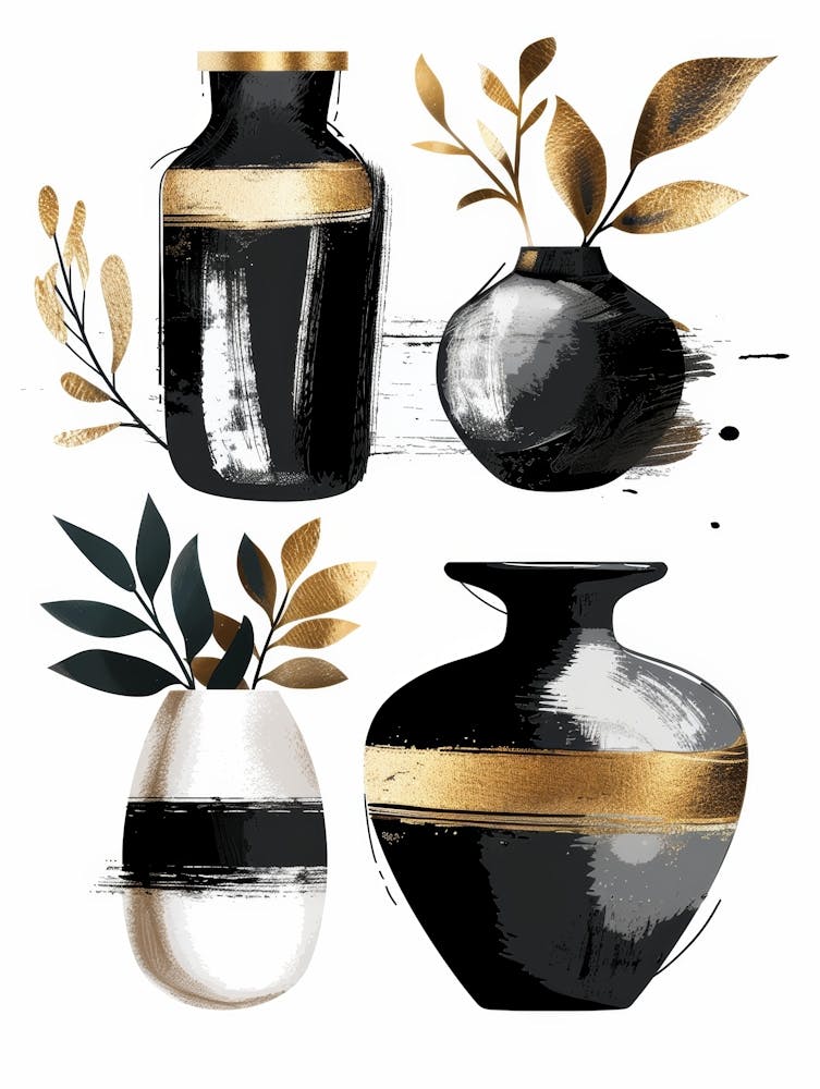 Black And Gold Vases