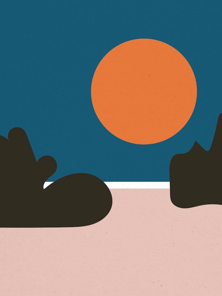 Beach Abstract Full Moon