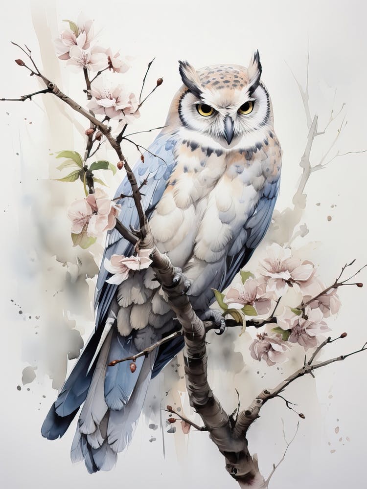 Owl, Japanese Brush Painting, Ukiyo E, Minimal 3
