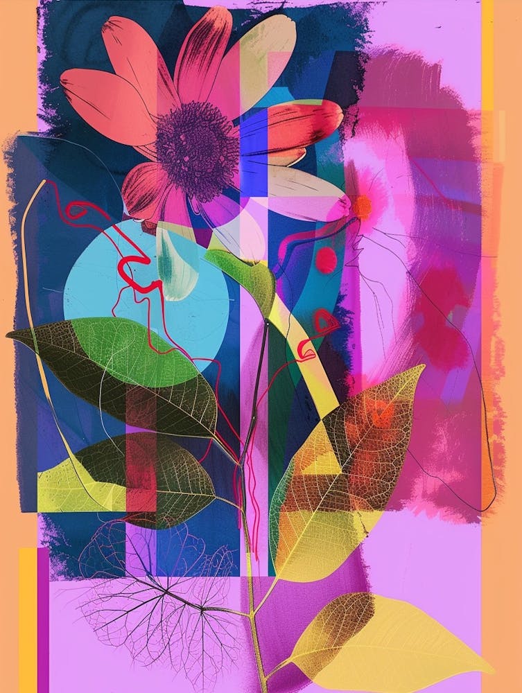 Cineraria 1 Neon Flower Collage