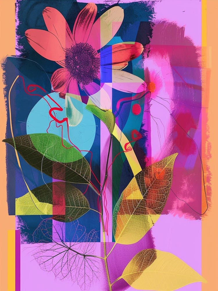 Cineraria 1 Neon Flower Collage