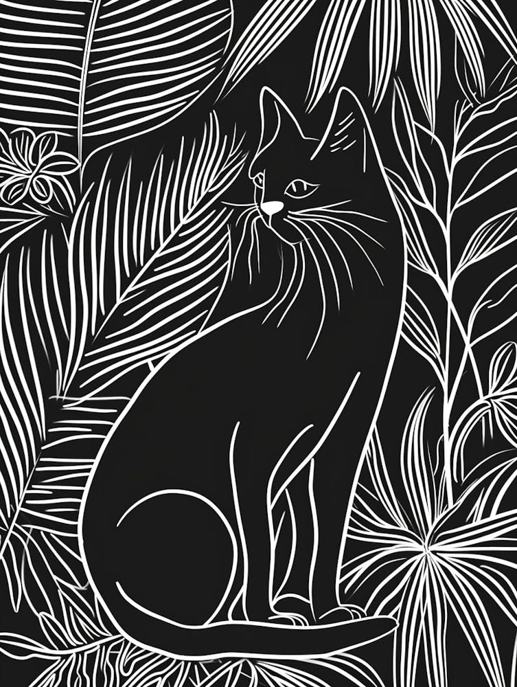 Khao Manee Cat Minimalist Illustration 4