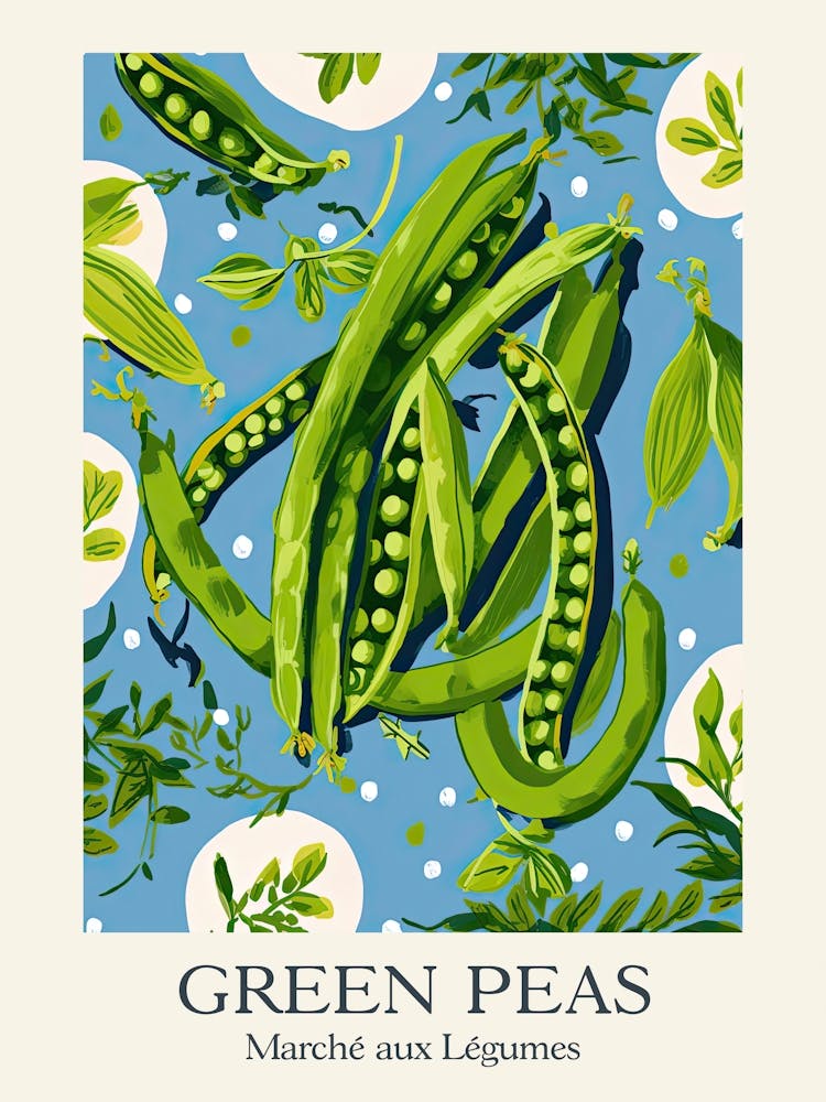 Marche Aux Legumes Green Peas Summer Illustration 3