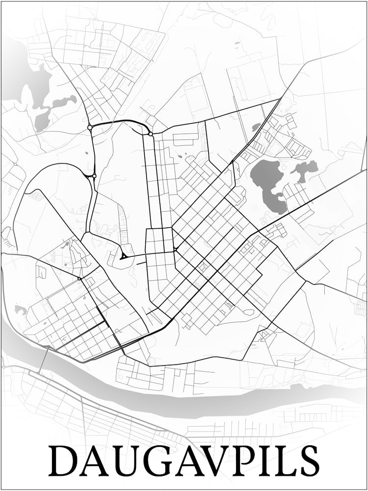 Daugavpils, Latvia, City Map, Black And White Fade Design