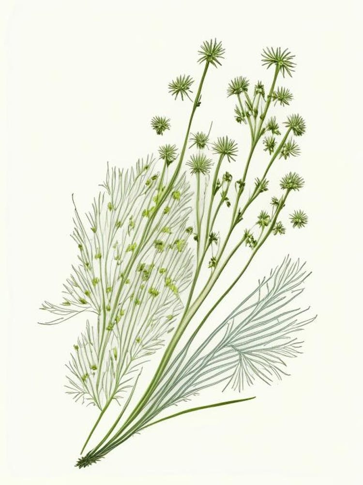 Fennel Seed Spices And Herbs Pencil Illustration 1
