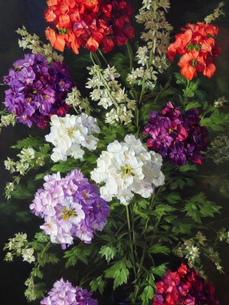 Delphinium Still Life Oil Painting Flower