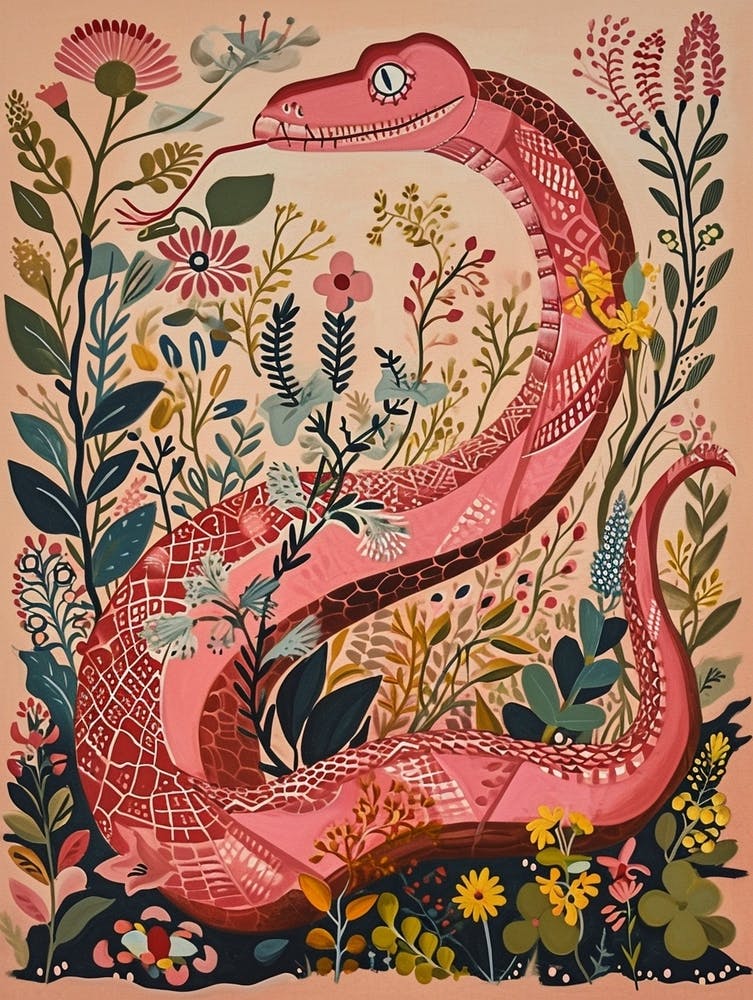 Floral Animal Painting Cobra 5