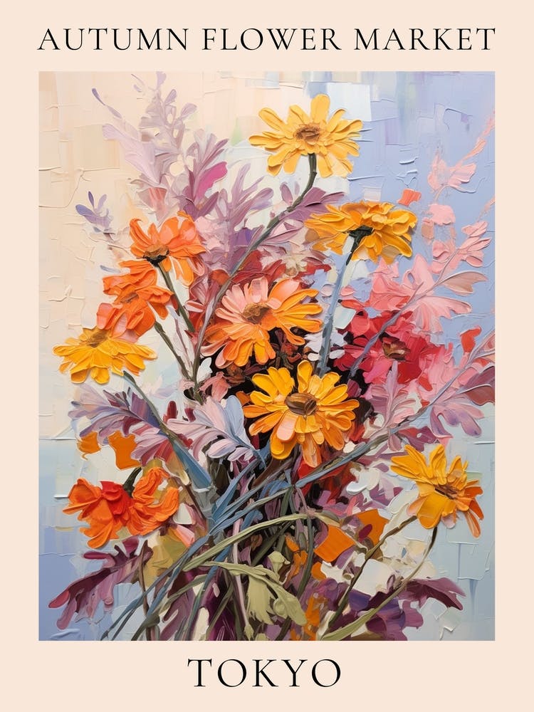 Autumn Flower Market Poster Tokyo