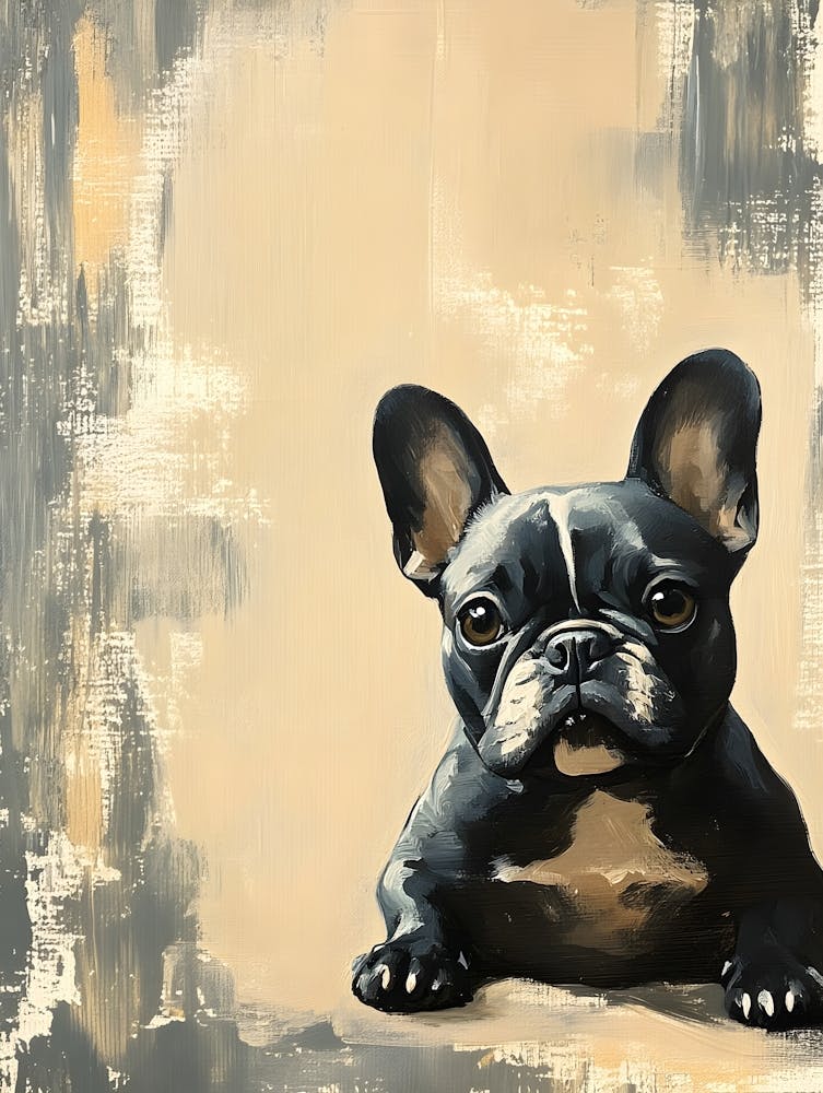 Minimal Frenchie With Blue Background 4