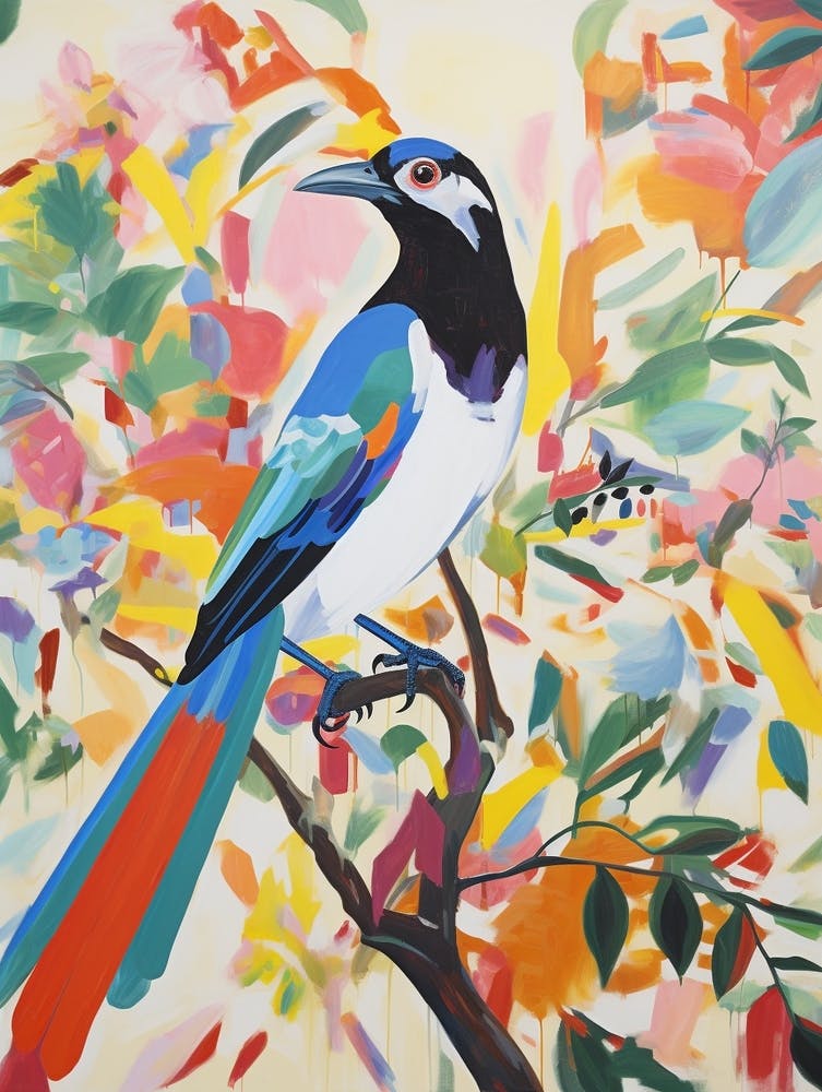 Peinture d'Oiseau Colorée Pie 6