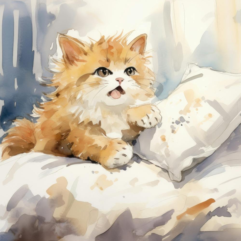 Watercolor Kitten Painting