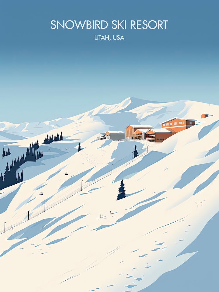 Poster Of Snowbird Ski Resort   Utah, Usa, Ski Resort Illustration 1