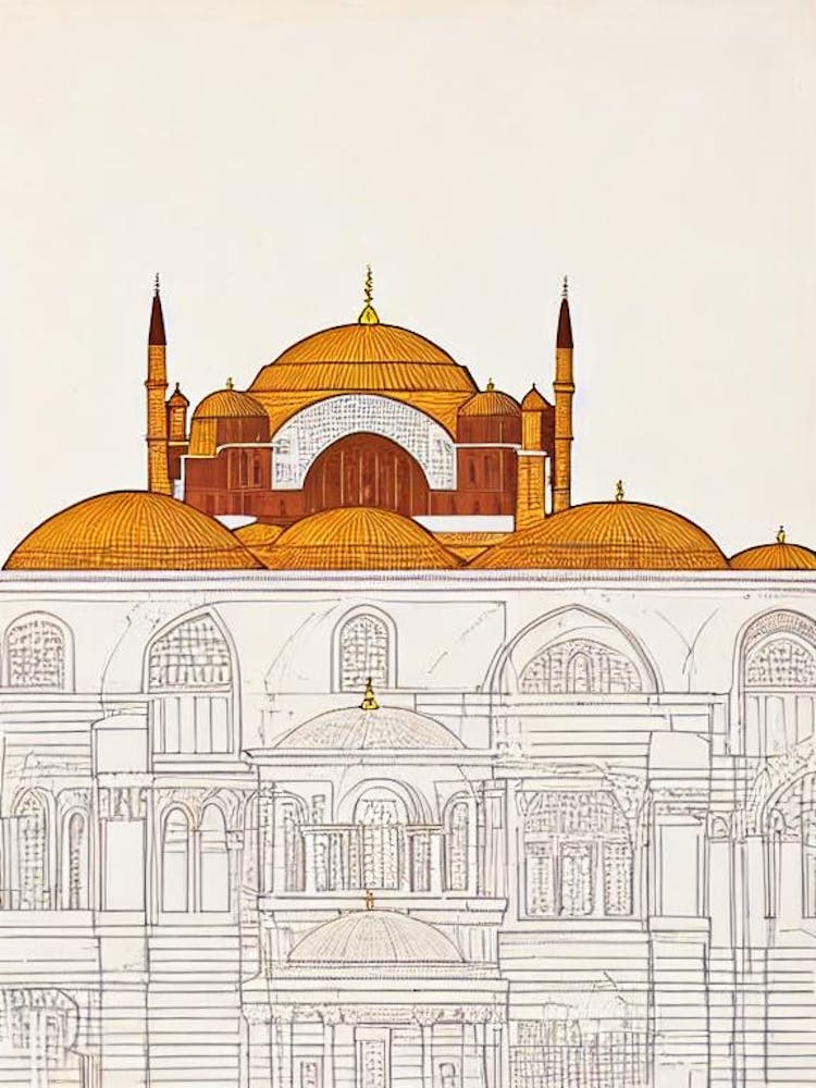 Hagia Sophia 3 Istanbul Boho Landmark Illustration