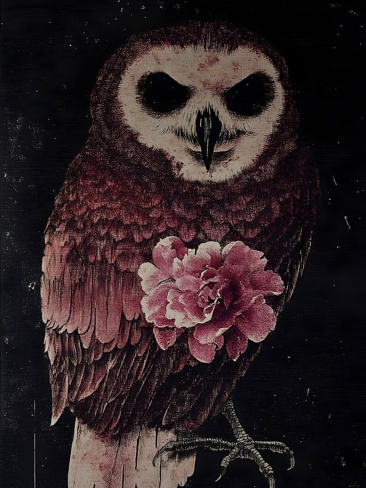 Owl With Flowers