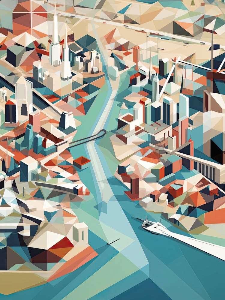 Melbourne, Australia, Geometric Illustration 2