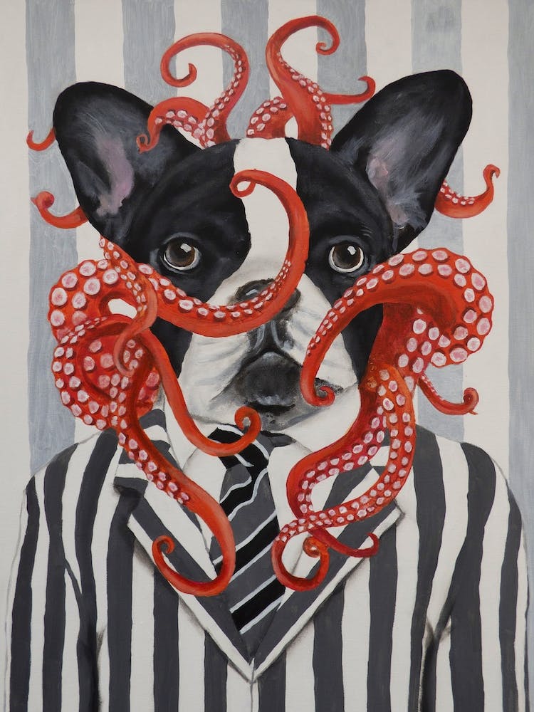 French Bulldog With Octopus