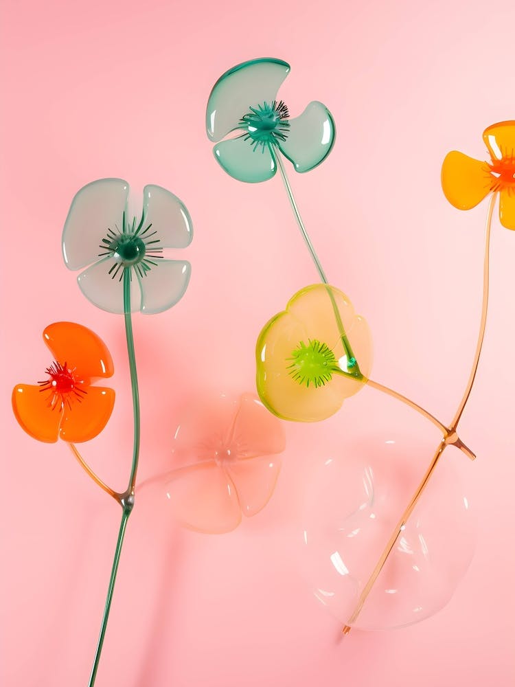 Glass Flowers In A Vase
