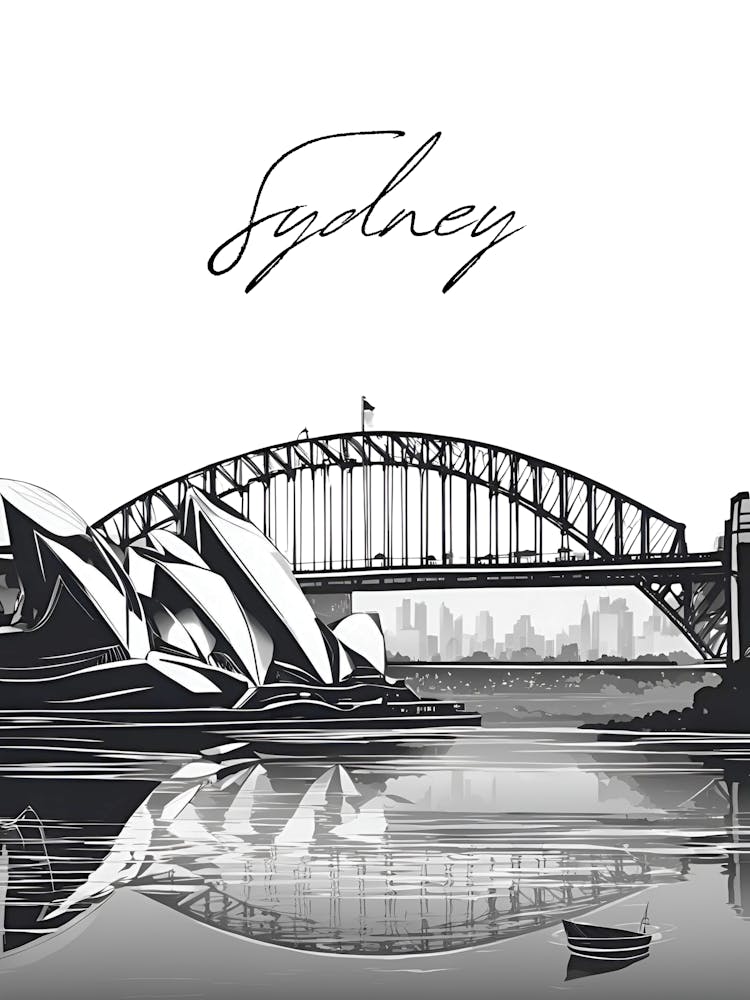 Sydney Opera House, Black And White Skyline