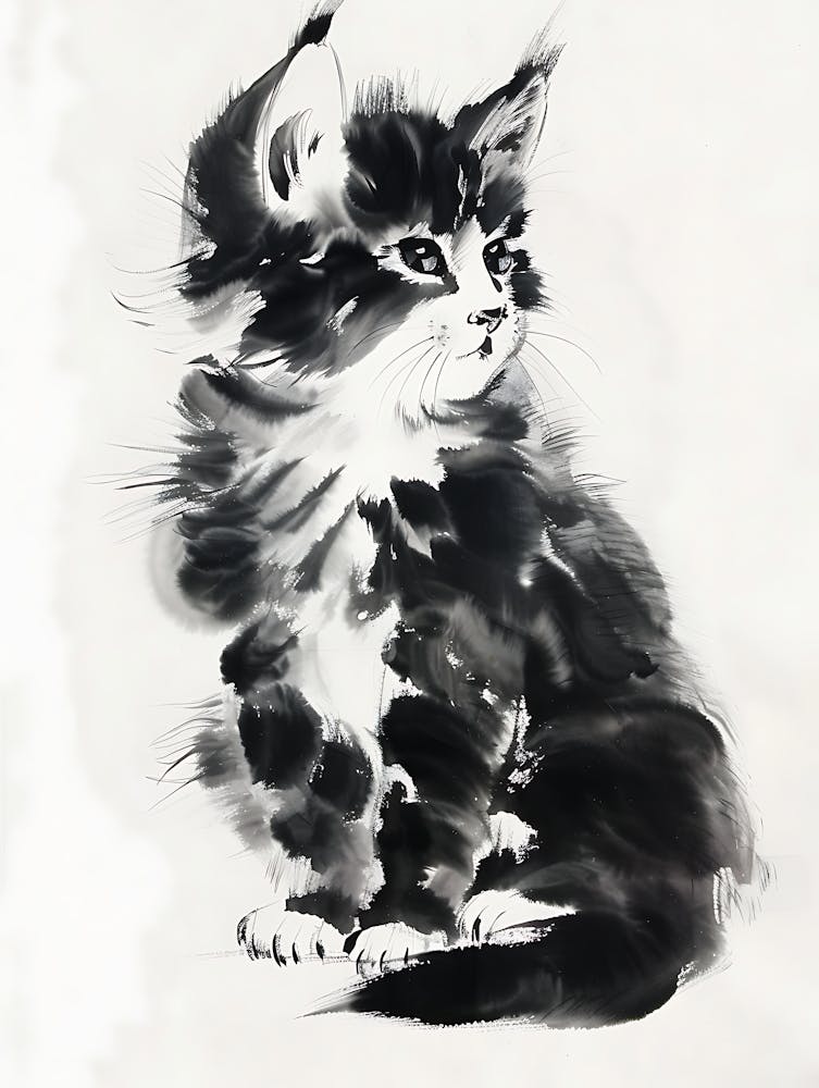 Kitten Ink Painting