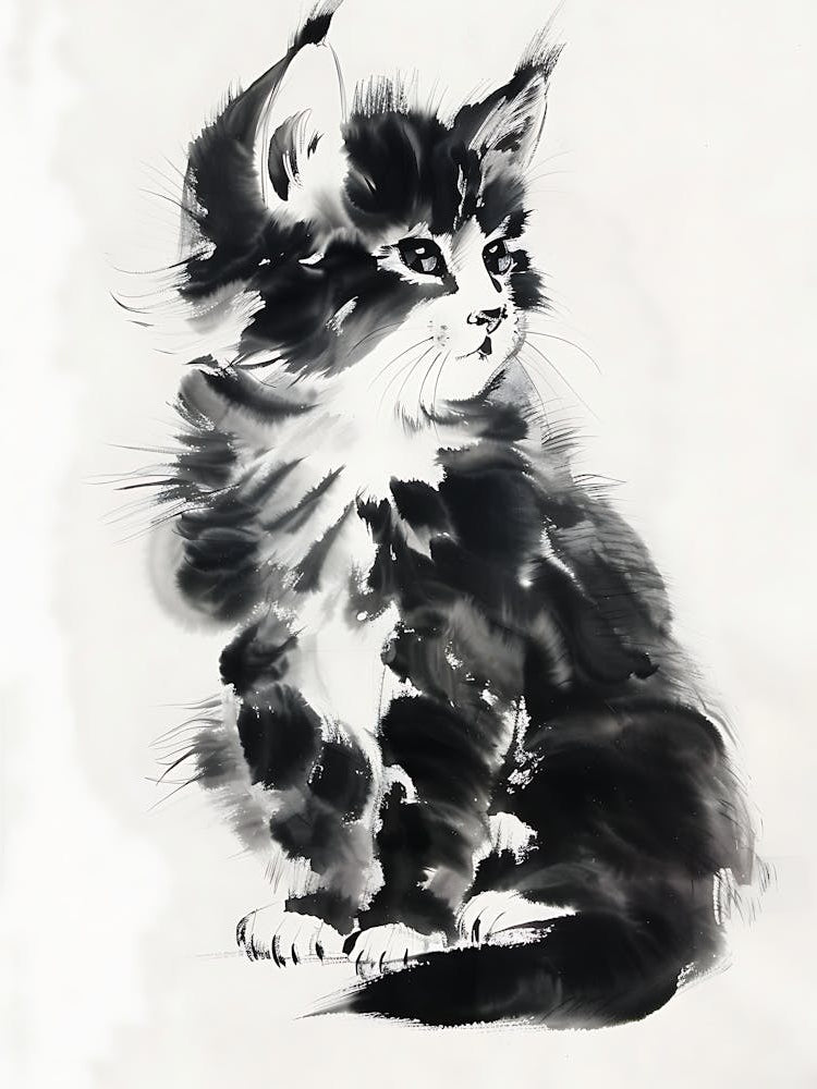 Kitten Ink Painting