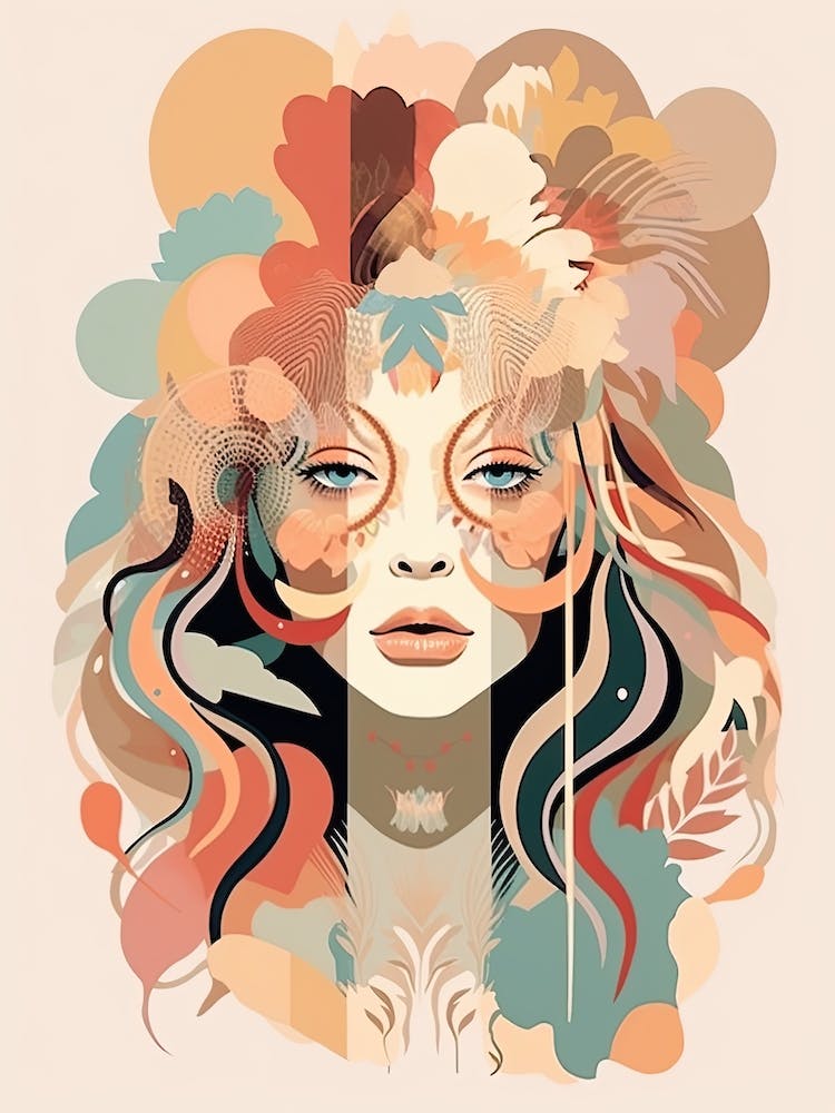 Blühender Körper Frau Boho-Illustration 2