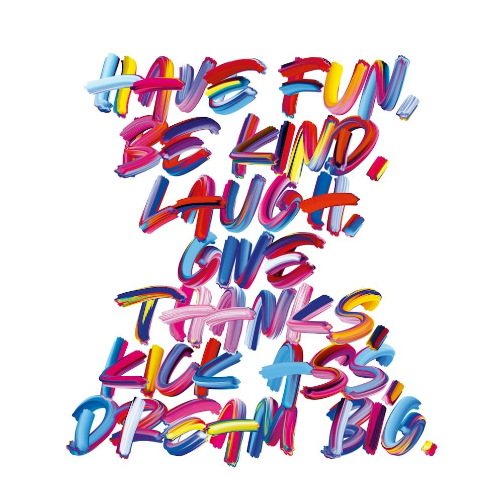 Colourful Graffiti Type Dream Big Poster In White