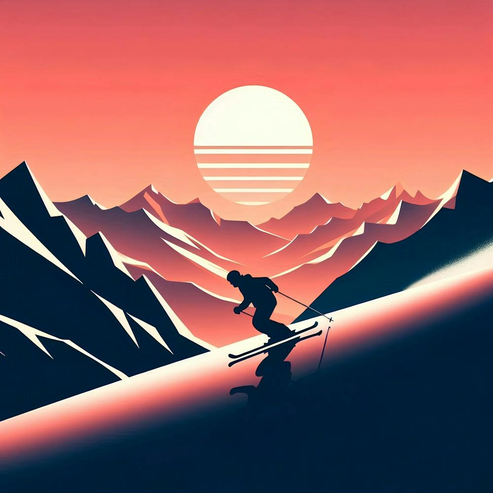 Skier At Sunset 1