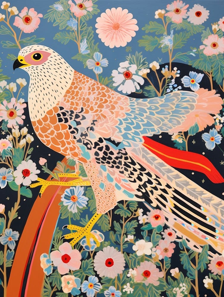 Maximalist Bird Painting Falcon 3