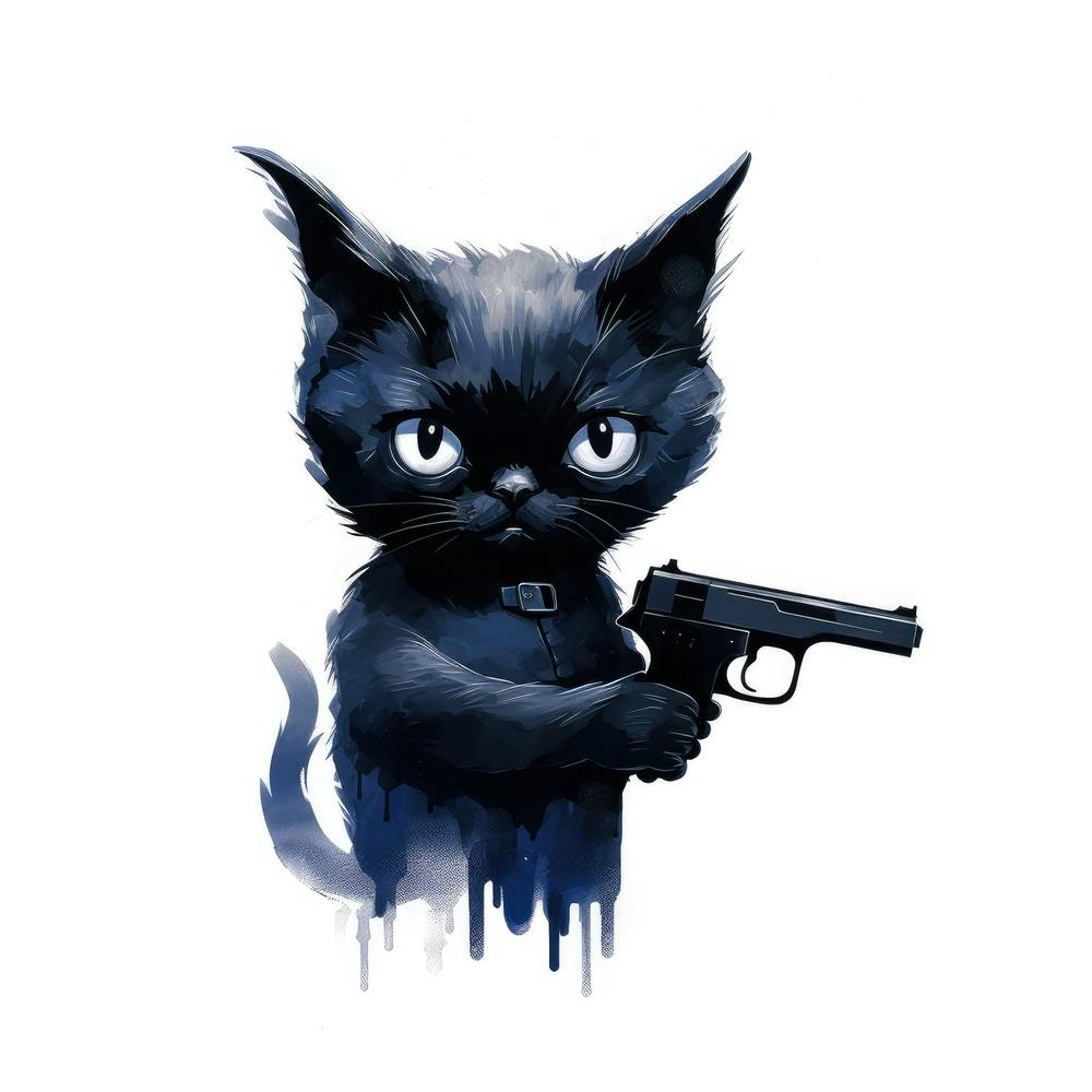Black Cat With Gun