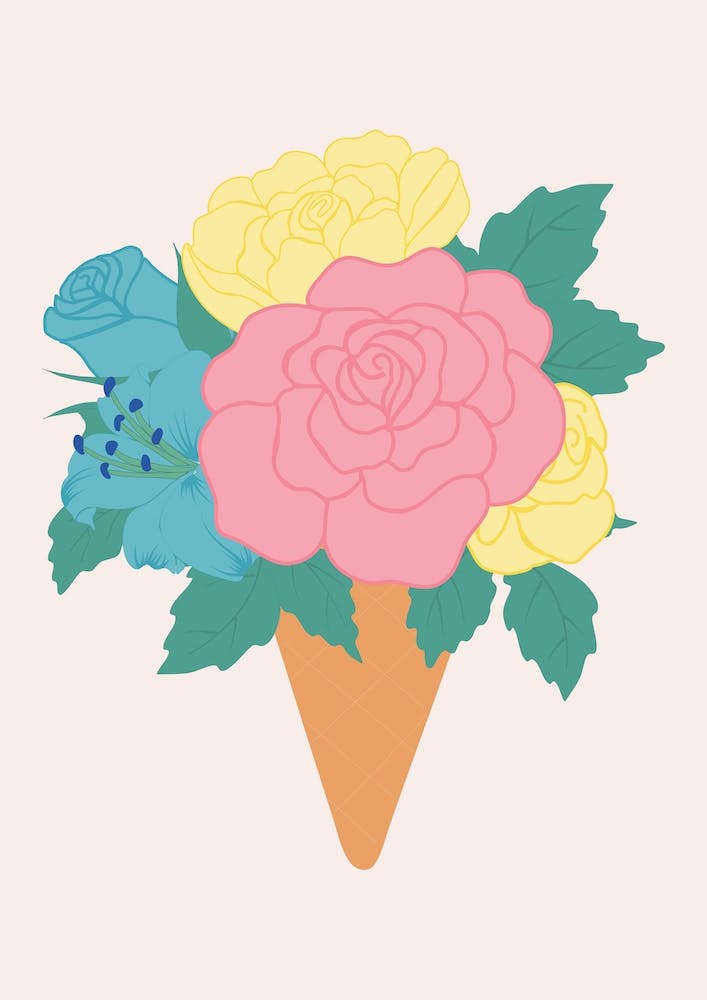 Pastel Ice Crem With Roses