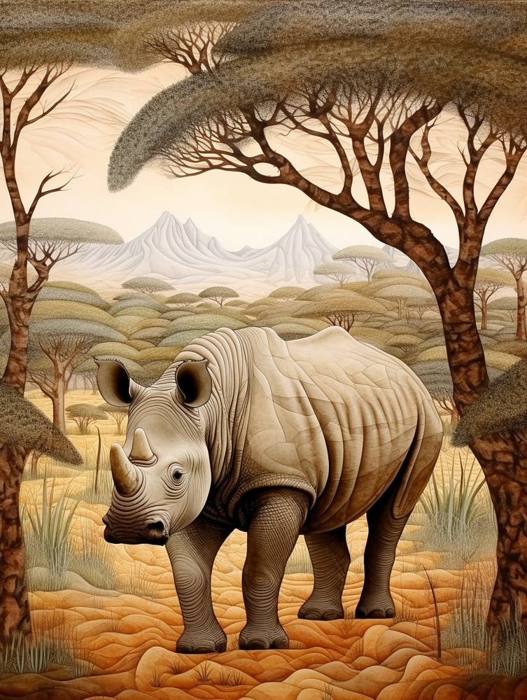 Rhinoceros In The African Savannah 3