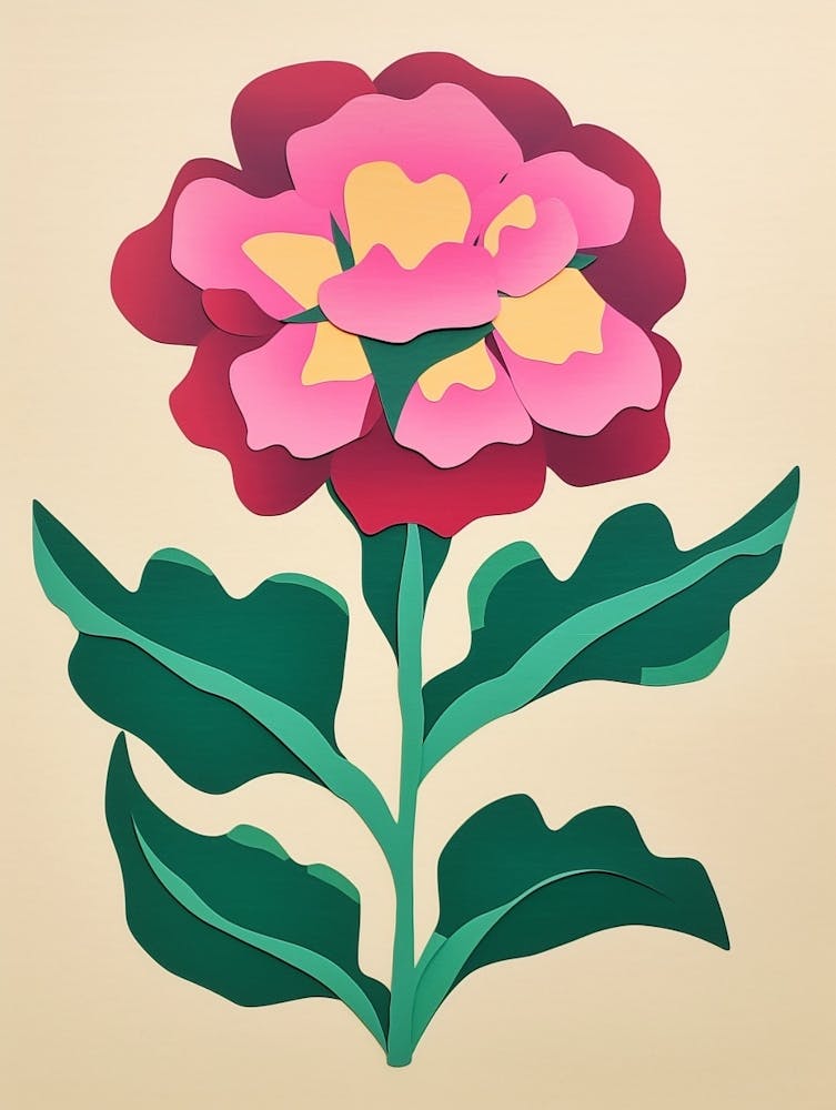 Cut Out Style Flower Art Carnation 3