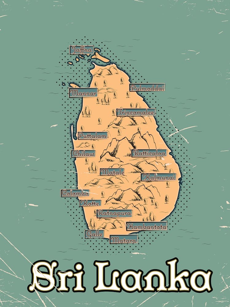 Vintage Sri Lanka Map