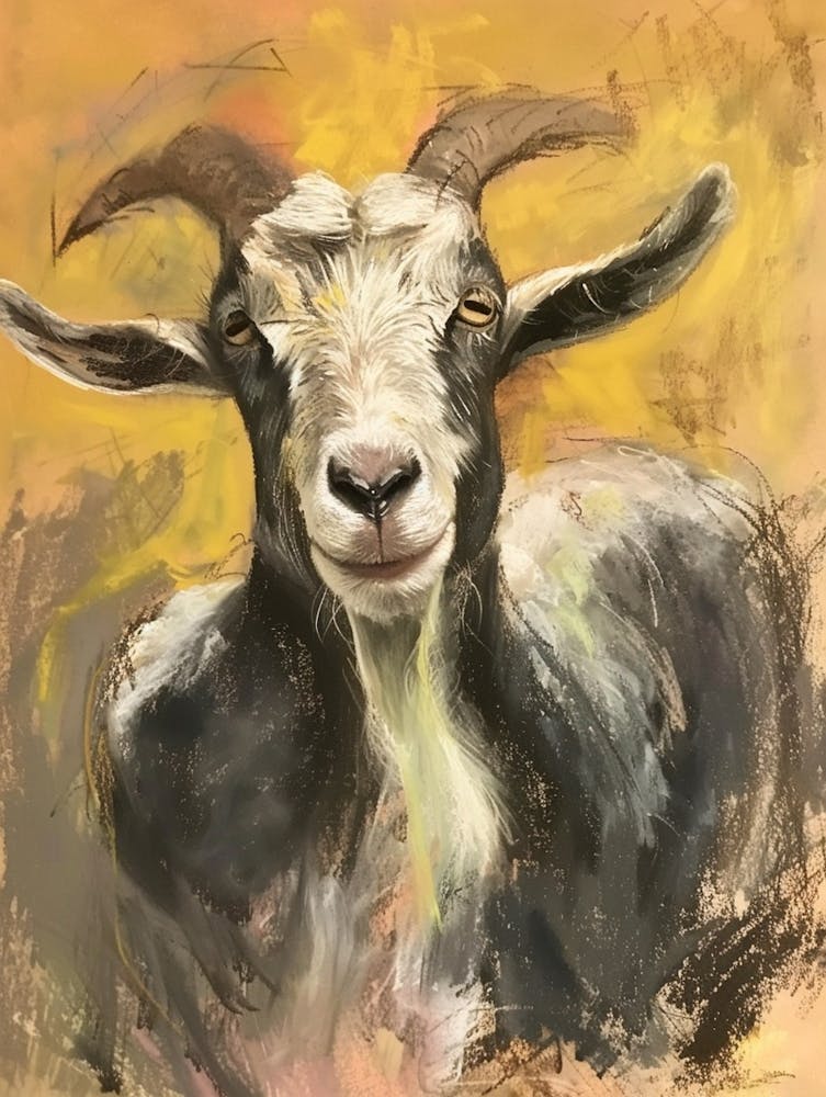 Goat Pastel Watercolour 3