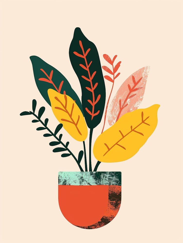Croton Plant Minimalist Illustration 1