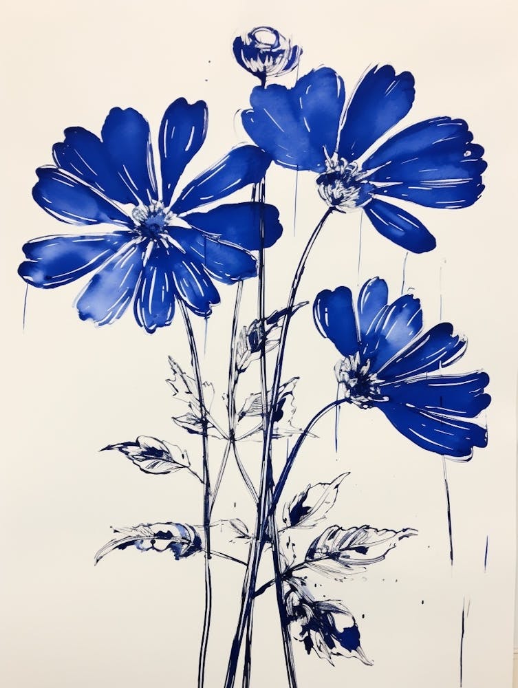Blue Botanical Daisy 1