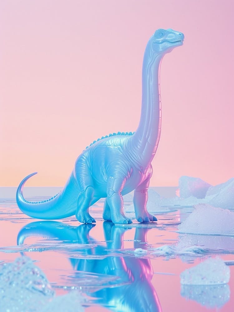 Pastel Toy Dinosaur In A Icy Landscape 2
