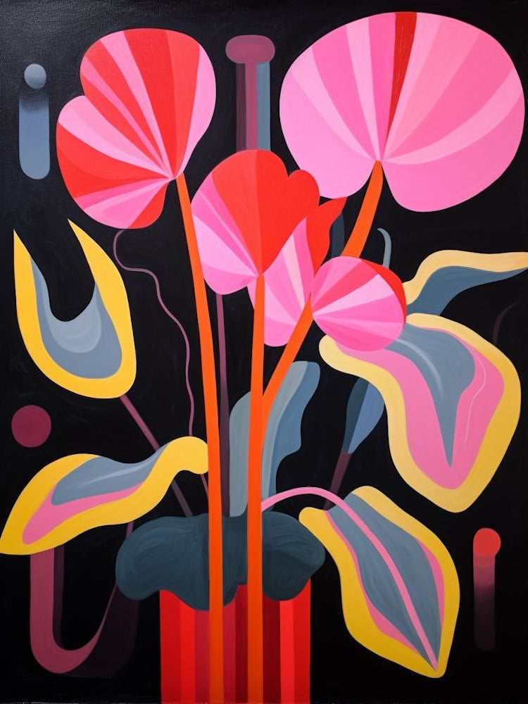 Cyclamen 1 Hilma Af Klint Inspired Flower Illustration